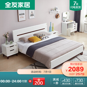床+床头柜*1+床垫(指定地区7天发货详询客服)