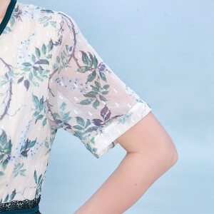 俞兆林中老年人女装妈妈装夏装雪纺印花连衣裙装衣服女AM20099 橘色 XXXL