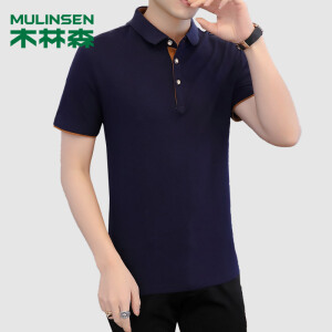 木林森（MULINSEN）polo衫男 潮流撞色短袖t恤男装休闲POLO衫翻领运动男T恤上衣 13F163100012 蓝橙 XL